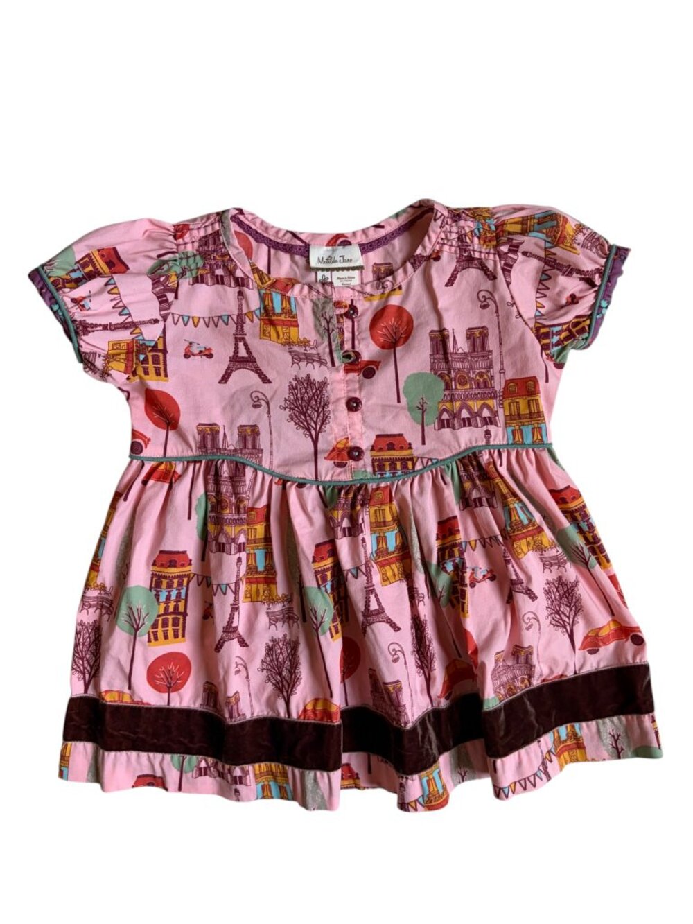 Matilda Jane Paris Cityscape Print Dress (Pink) - Size 4